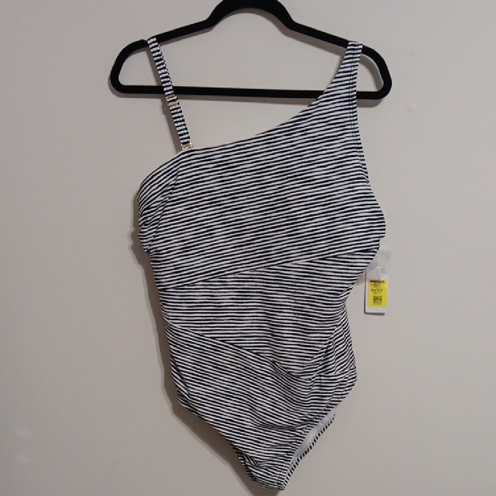 Black and White Asymmetrical Bodysuit One Piece